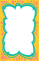 Wavy scallop border shape. Rectangle fun psychedelic hand drawn frame. Doodle cute design for text photo and picture. Groovy child template. Y2K decorative blank. png