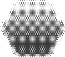 Bitmap pixel arcade game effect. Hexagon y2k halftone shape. Dither aesthetic gradient pentagon icon. 2000s design grainy illustration png
