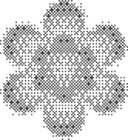 Pixel pattern shape. Textured flower with bitmap Y2k dither gradient. Retro computer game graphic effect. Halftone grunge illustration png