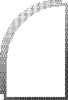 Pixel pattern frame. Bitmap arch window. Noisy arcade game gradient arc. Dotted dither graphic element. Geometric halftone abstract border. png