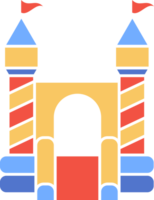 Bouncy castle color icon. Inflatable house trampoline with slide for jumping. Playground pictogram for kids zone amusement park and summer party. Inflated elastic equipment png