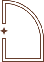 Aesthetic frame with stars. Minimal y2k outline graphic design with sparkles. Abstract arch border. Trendy boho geometric template png
