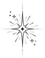 Line icons of stars. Sparks and shiny abstract glitter symbol with light effect. Minimal Y2K magic twinkles png