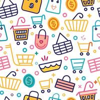 shopping seamless pattern with colorful icons vector