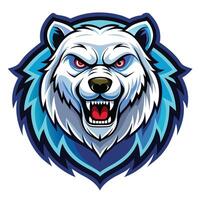 the head of a polar bear with an angry expression vector