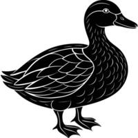 a black and white drawing of a duck vector