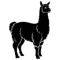 black silhouette of a llama on a white background vector