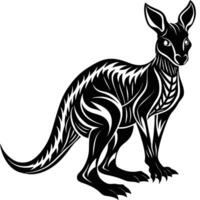a black and white kangaroo on a white background vector