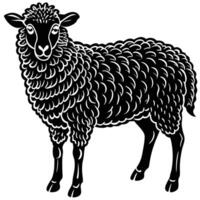 black and white sheep silhouette on a white background vector