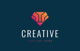 Abstract Modern Line Tech in Diamond Logo Design Template vector