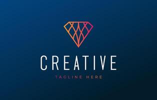 Gradient Lines Diamond Logo Design Template vector