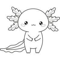 Outline cute Axolotl. Line drawing png