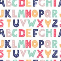 Seamless pattern alphabet. Decorative multi-colored letters with folk pattern png