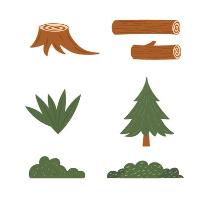 Set of natural objects stock illustration