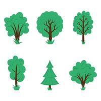 Set of Plant Tree with Grass for Natural Flat Design Illustration vector