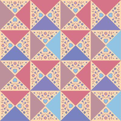 Seamless pattern with handdrawn elements in patchwork style
