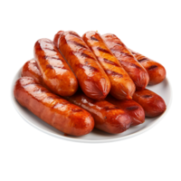 Grilled Sausages on a Plate with Juicy Texture png