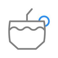 Cocktail drink icon with straw and lime. Concept of refreshment, beverage, and summer. vector