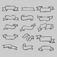 A Collection of Hand Drawn Blank Ribbons and Banners in Various Shapes and Styles vector