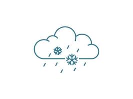 Meteorology, rainy cloud with snowflake. Weather forecast vector