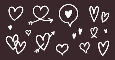Set of hand drawn hearts. design elements vector