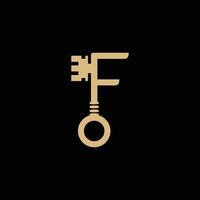 Initial letter F Key logo Concept, Key with Letter F, Logo Design Template vector