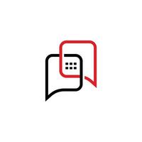 Speech bubble sign. Talk bubble line icon. Chat message symbol. Color line concept. Black and red thin line bubble icon. vector