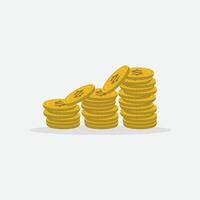 illustration of coins, flat coin icon, coin stack, coin money, isolated modern design on a gray background vector