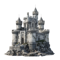 Gothic Castle with Tall Spires isolated on transparent background png