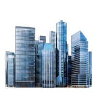 Group of reflective skyscrapers isolated on transparent background png