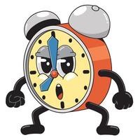 Cartoon Alarm clock character with arms and legs vector