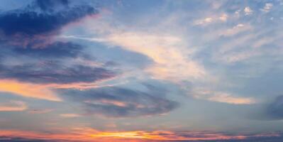 Background with beautiful sky with clouds at sunset in summer photo