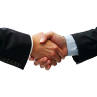 Close-up of two hands shaking, signifying a business agreement or partnership. png