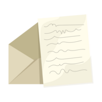 An envelope with a paper and a note inside png