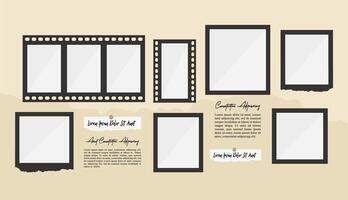 abstract photo frames and digital photo wall template vector
