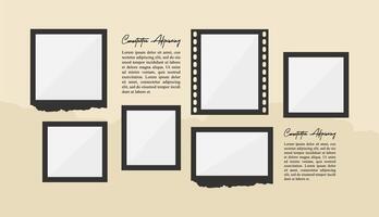 Pictures or photos frame collage comics page grid layout abstract photo frames and digital photo wall template vector
