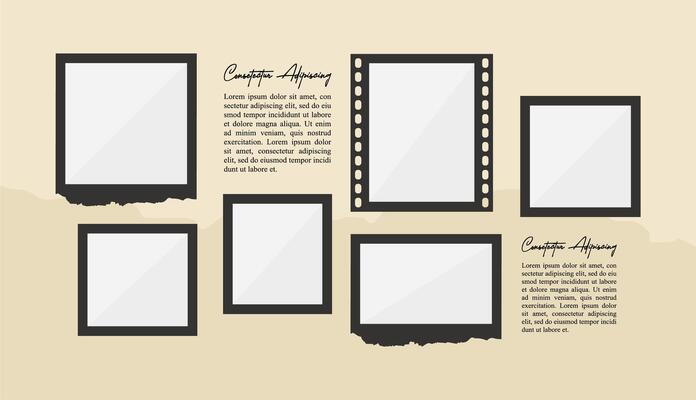 Pictures or photos frame collage comics page grid layout abstract photo frames and digital photo wall template
