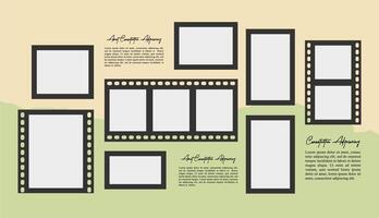 Pictures or photos frame collage layout abstract photo frames and digital photo wall template vector