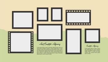 Pictures or photos frame collage, page grid layout abstract photo frames and digital photo wall template vector