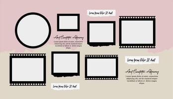 Collage photo frames set with text vector