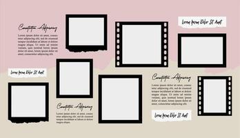 Collage photo effect with text template vector