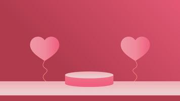 valentine podium pedestal product stage minimal mockup background. valentine day scene geometric studio showcase stand abstract modern light show. shape realistic empty backdrop. vector