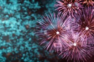 Vibrant fireworks display in the night sky photo