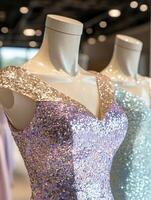 Sparkling sequin dresses on display photo