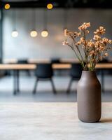 Floral arrangement in modern office setting photo