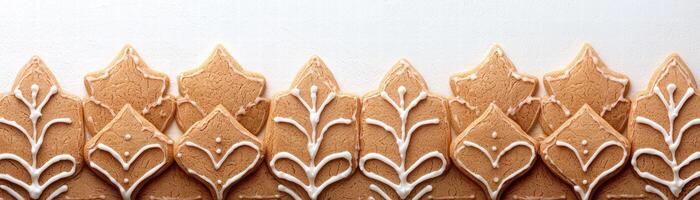 Decorative gingerbread cookies with intricate icing patterns photo