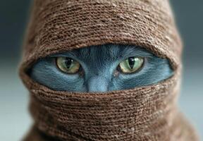 Mysterious cat with piercing eyes photo