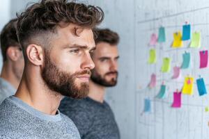 two men with beards in a creative office environment photo