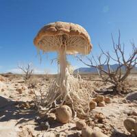 Unique desert mushroom with intricate patterns photo