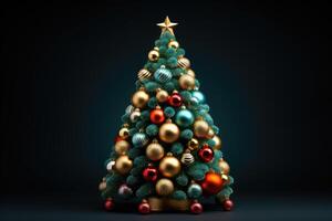 Festive Christmas tree with ornaments photo